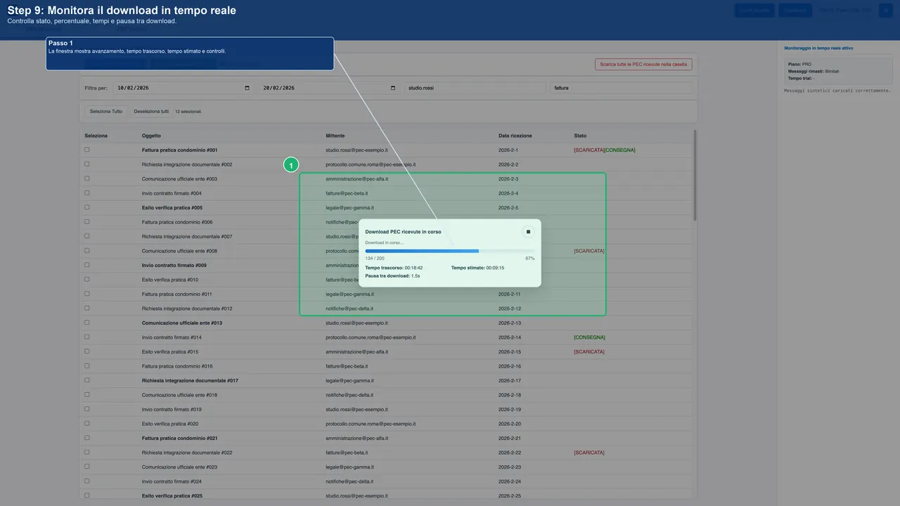 Monitoraggio avanzamento download in tempo reale